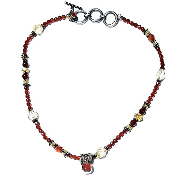 Sterling Artisan Carnelian Beaded Necklace & Pendant Vintage Hand Crafted EUC! - Picture 8 of 8